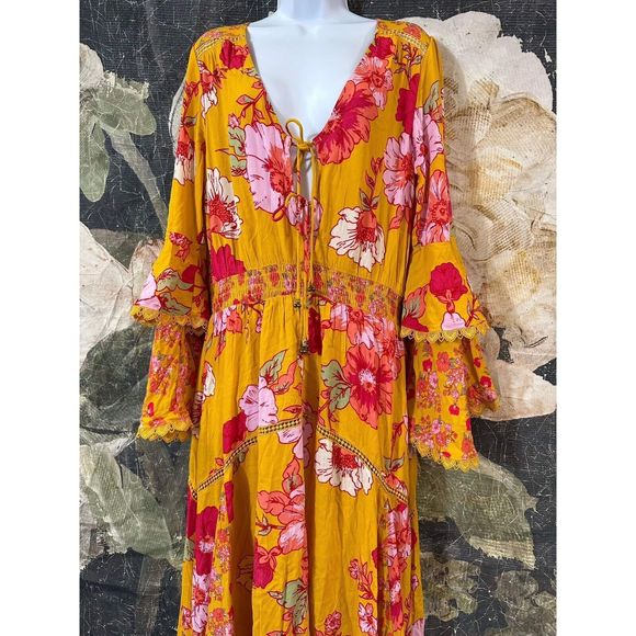 New Free People x Intimately Penny Printed Maxi Bodysuit Size Medium - Picture 8 of 10